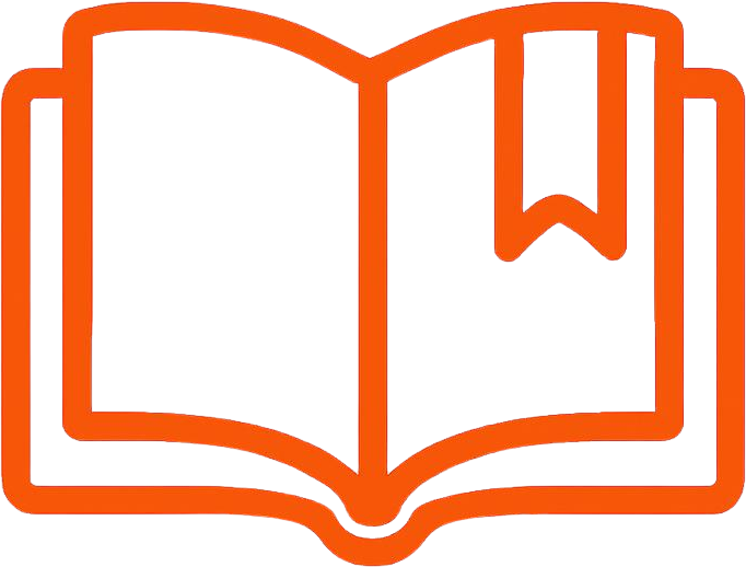 Minimalist open book icon with bookmark ribbon